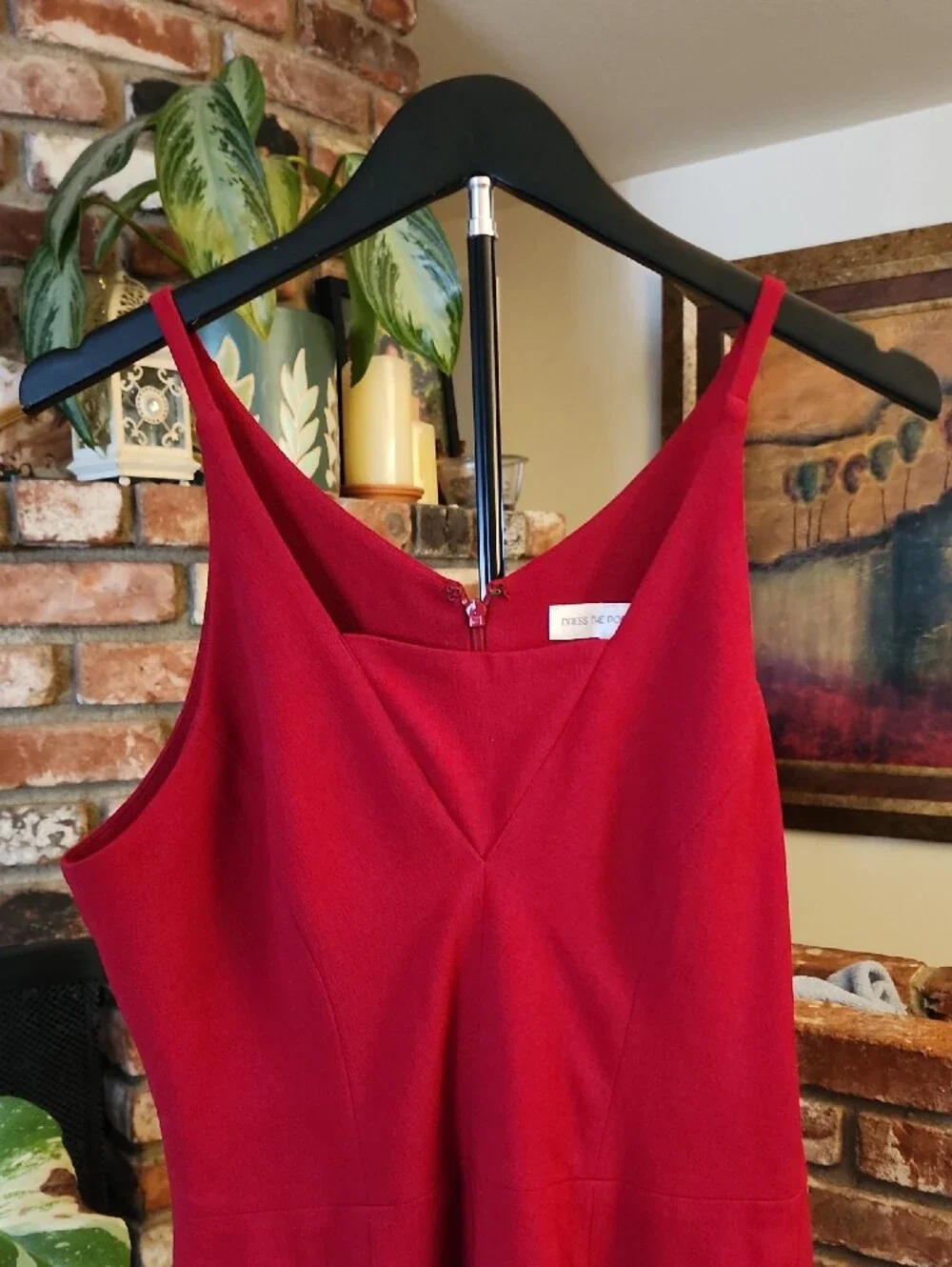 Dress the Population Sandra Wine Red V-Neck Midi Dress Size L
